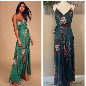 COPY - Lulus Still the One Emerald Green Floral Print Satin Maxi Dress
